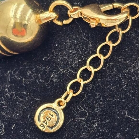 1946 Goldtone Chain Link w/ Triple Rhinestone Encrusted Rope Statement Necklace - Picture 2 of 4